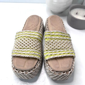 Rag & Bone Logan Platform Crochet Slide Sandal Chalk Yellow Natural Women 7/EU37